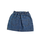 Meisjesskirt Effen Blauw Denim met zakken Boven de knie Katoen Casual denim rok voor dagelijks gebruik 2