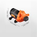 Membránové čerpadlo 12 V s příkonem 104 W a tlakem 50 PSI s průtokem 13,25 l za minutu o rozměrech 210 x 138 x 125 mm v oranžové barvě 2