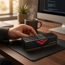 Memoria RAM DDR4 16 GB 3200 MHz con timing CL18 e XMP 2.0 in dissipatore nero con motivo rosso per PC desktop con chipset Intel e AMD 5