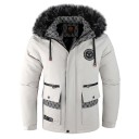 Men's Autumn Winter Cotton Jacket with Hood and Faux Fur Zip Windproof Padded with Pockets Various Colours, POLYESTER 1