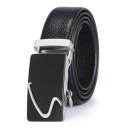 Men's Black PU Leather Belt with Automatic Buckle Elegant Belt for Men Adjustable Length Stylish Fashion Accessory 2