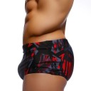 Men's Black Slip Swimwear Patterned Polyester Fitted Cut Elastic Waist Quick-Drying Swimwear for Beach Pool 3