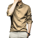 Men's Button-Down Collar Shirt Plain Design Polyester and Spandex Elegant Cut for Everyday Wear 9