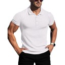 Men's Button-Up Polo Shirt V-Neck with Collar Short Sleeve Plain Polyester Cotton Classic Style 2