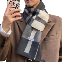 Men's Checked Scarf 180 cm Warm Soft Winter Accessory Elegant Men's Scarf Made of Polyester and Acrylic Stylish Winter Clothing Accessory 4