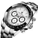 Men's Chronograph Watch with Date and Tachymeter Luminous Indices Waterproof 100 m Case 40 mm Sapphire Glass Stainless Steel Steel Bracelet 8