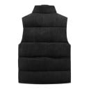 Men's Corduroy Gilet with High Collar and Snap Fastening Along the Length, Quilted, Sleeveless with Side Pockets 5
