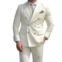 Men's Cotton and Wool Set Elegant Suit Jacket and Trousers Set for Men Solid Colour Formal Ensemble with Pockets and Buttons Stylish Suit in Various Colours 1