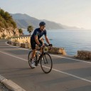 Men's Cycling Set Short Sleeve Jersey and Bib Shorts with Padding 90% Polyester and 10% Lycra Dark Blue and Black 6
