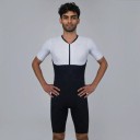 Men's Cycling Set Short Sleeve Jersey and Shorts Diagonal Stripes Stretchy Material 80% Polyester and 20% Spandex White and Black 2