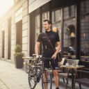 Men's Cycling Set Short Sleeve Jersey and Shorts with Padding 90% Polyester and 10% Lycra Black Jersey with Yellow Details 7