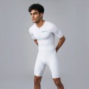 Men's Cycling Set Short Sleeve Jersey and Shorts with Padding Stretchy Material 80% Polyester and 20% Spandex White Jersey and Shorts 4