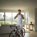 Men's Cycling Set Short Sleeve Jersey and Shorts with Padding Stretchy Material 80% Polyester and 20% Spandex White Jersey and Shorts 8