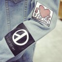 Men's Denim Jacket with Prints A1490 8