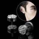 Men's Earrings - Dumbbell with Stones J1490 7