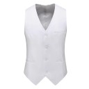 Men's Elegant Buttoned Waistcoat with Pockets and Breast Pocket Solid Colour Formal Waistcoat Various Colours Formal Style Polyester 3