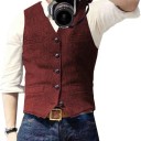 Men's Elegant Waistcoat with Pockets and Breast Pocket Plain Button-Up Waistcoat 9