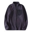 Men's Fleece Pullover with Half Zip and Stand-Up Collar with Chest Pocket and Structured Pattern 6