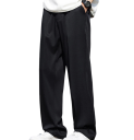 Men's Formal Trousers with Pockets Solid Colour Elegant Straight Cut Comfortable Durable Trousers for Men 6