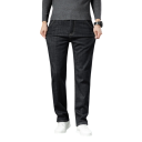 Men's High-Waisted Jeans with Lining, Pockets, Plain Colour, Cotton, Spandex, Polyester 2