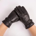 Men's Leather Gloves with Fur - Black 5