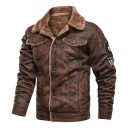 Men's Leather Jacket with Collar 2