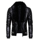 Men's Leather Jacket with Faux Fur 4