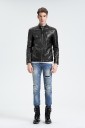 Men's Leather Jacket with Skull - Black 5