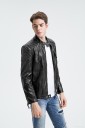 Men's Leather Jacket with Skull - Black 8