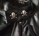 Men's Leather Jacket with Skull - Black 10