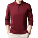 Men's Long Sleeve Polo Shirt Plain Collar Buttons Polyester Classic Fit For Everyday Wear 5