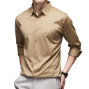 Men's Long Sleeve Shirt Plain Design Button Fastening V-Neck Spandex and Polyamide Comfortable Fit All-Year-Round 14