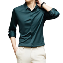 Men's Long Sleeve Shirt Plain Design Button Fastening V-Neck Spandex and Polyamide Comfortable Fit All-Year-Round 19