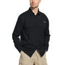 Men's Long Sleeve Shirt Polyester Plain Design Button Fastening with Collar and Pockets for Everyday Wear 1