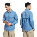 Men's Long Sleeve Shirt Polyester Plain Design Button Fastening with Collar and Pockets for Everyday Wear 3