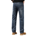 Men's Loose Plain Jeans with Pockets, Cotton, Spandex and Polyester, Modern Comfortable Fit 3
