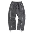 Men's Loose Trousers with Elastic Waistband and Adjustable Cuffs with Contrast Piping on the Side and Side Pockets 5