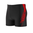 Men's Plain Black Swim Shorts with Sport Print and Side Stripe Polyester Quick-Drying Swimwear for Beach and Pool 4