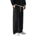 Men's Plain Sweatpants with Fleece Lining, with Pockets, Adjustable Drawstring, Polyester, Spandex, Comfortable Fit for Winter 4