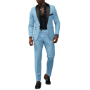 Men's Polyester Set Elegant Suit Jacket and Trousers for Men Plain Formal Suit with Pockets and Breast Pocket Stylish Ensemble with Buttons 10