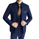 Men's Polyester Set Elegant Suit Jacket, Waistcoat and Trousers for Men Plain Formal Suit with Pockets and Breast Pocket Stylish Ensemble with Buttons 3