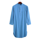 Men's Pyjama Nightshirt Long Sleeve Button Fastening Comfortable Fit Cotton Polyester Home Wear and Sleep 1