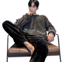 Men's Pyjama Set Long Sleeve Top and Trousers Striped Comfortable Fit Two-Piece Set Polyester Spandex 4