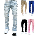 Men's Ripped Plain Jeans with Pockets, Denim, Modern Style for Everyday Wear 3