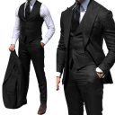 Men's Set of Cotton, Polyester and Wool Elegant Suit Set with Jacket, Waistcoat and Trousers for Men Plain Formal Suit with Pockets and Buttons in Various Colours 1