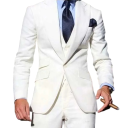 Men's Set of Cotton, Polyester and Wool Elegant Suit Set with Jacket, Waistcoat and Trousers for Men Plain Formal Suit with Pockets and Buttons in Various Colours 2