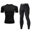 Men's Set of Leggings and Short-Sleeved T-Shirt, O-Neck, Polyester 1