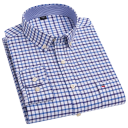 Men's Shirt with Collar and Pocket Checkered Solid Pattern Cotton Button-Up Shirt for Everyday Wear 2