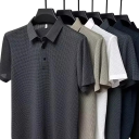 Men's Short Sleeve Polo Shirt Plain Collar Button Fastening Polyester Classic Fit 2