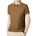 Men's Short Sleeve Polo Shirt with Collar and Buttons Plain Elegant Polo Shirt Made of Polyester for Everyday Wear 11